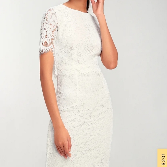 Lulus Devotion White Lace Short Sleeve Midi - Picture 2 of 2
